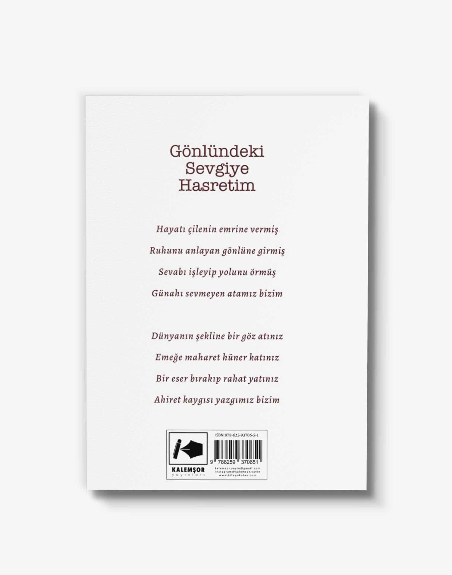 şiir kitabı Gönlündeki Sevgiye Hasretim